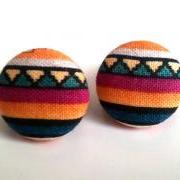 Tribal stripes small button earrings